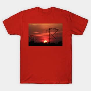Power Line Sunset silhouette T-Shirt